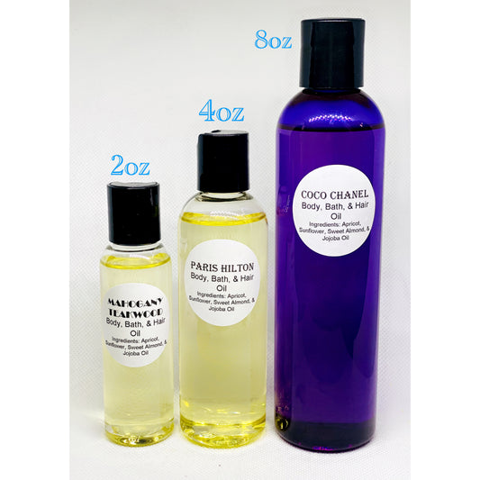 Our Beauty Body Oil is a natural, light oil that is good for your skin, hair, and can be added to your bath water (depending on your PH balance, use lightly). Ingredients: Sunflower Oil, Sweet Almond Oil, Apricot Oil, and Jojoba Oil.