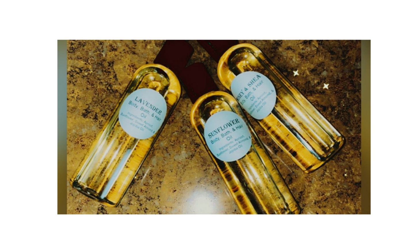 Our MAN Body Oil is a natural, light oil that is good for your skin, hair, and can be added to your bath water. The oil come in convenient travel sizes for security check at the airport and/or personal bag. Ingredients: Sunflower Oil, Sweet Almond Oil, Apricot Oil, and Jojoba Oil