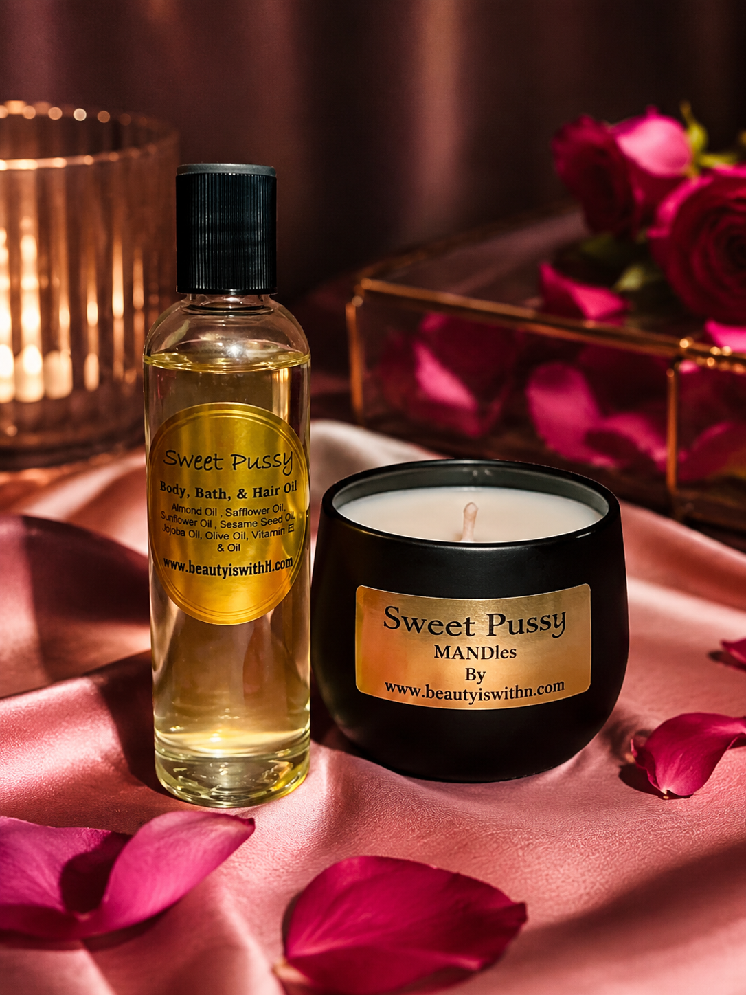 💋 Sweet P❤️ssy Candle by Beauty Is WithN | Fruity Soy Wax Massage Candle