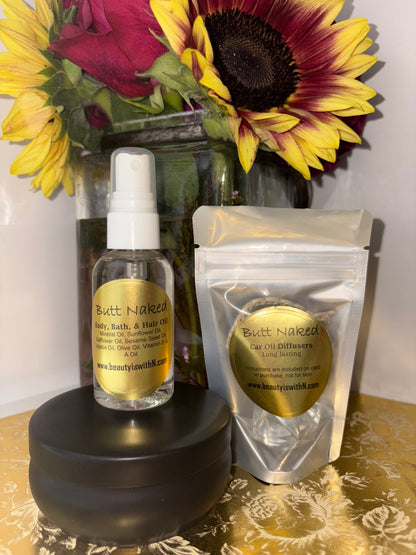 Signature Scents Bundle – Candle, Body Oil & Car Diffuser Set | Beauty Is WithN