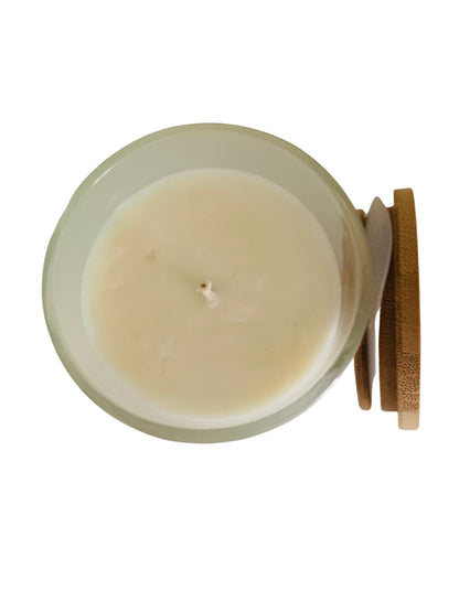8.5oz - 100% Soy Wax Scented Candle with Lid available in many scents and can be used on your body once it melt to help moisturize your skin.