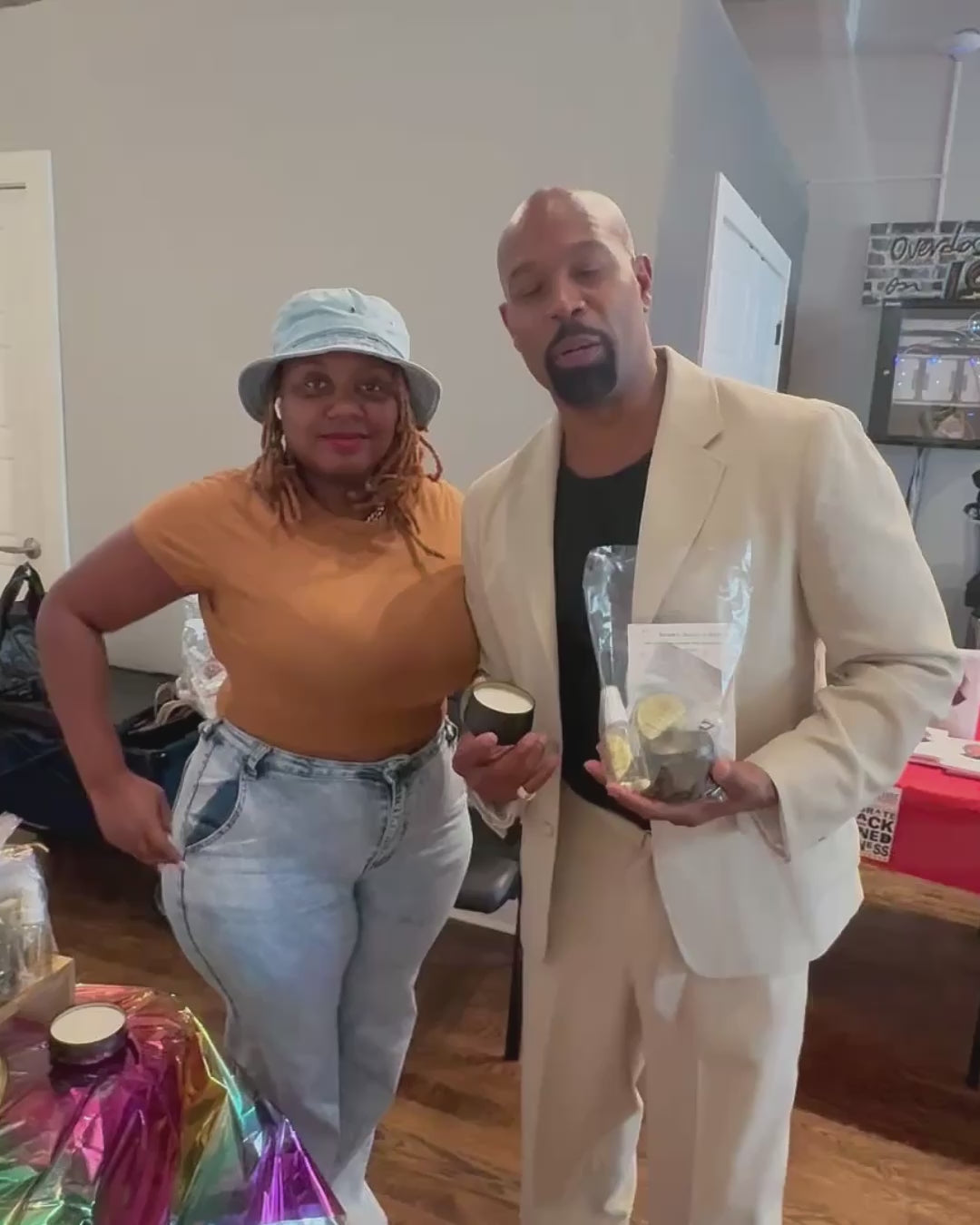 Load video: The actor from the hit TV show Family Business, Darrin Henson giving a review on our MANdles vendor bundle set who ch includes a MANdle, car freshener, and body oil in our top seller scent, Burberry For Men.